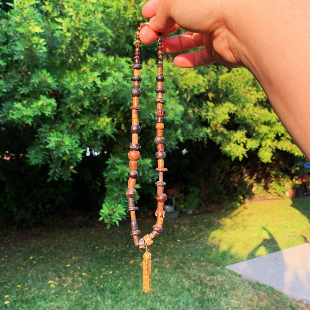 wooden/bone beaded necklace